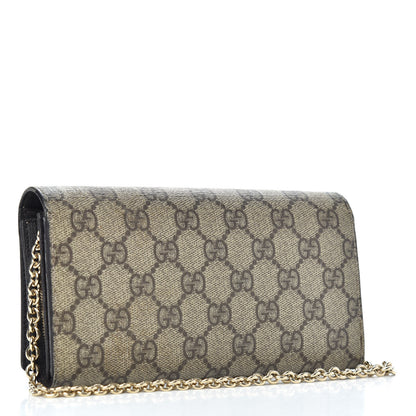 Gucci GG Supreme Monogram GG Pierce Chain Clutch Wallet Beige Ebony Black 3 of 7