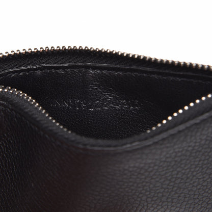 Saint Laurent Grained Calfskin 5 Fragments Zip Pouch Card Holder Black 7 of 8