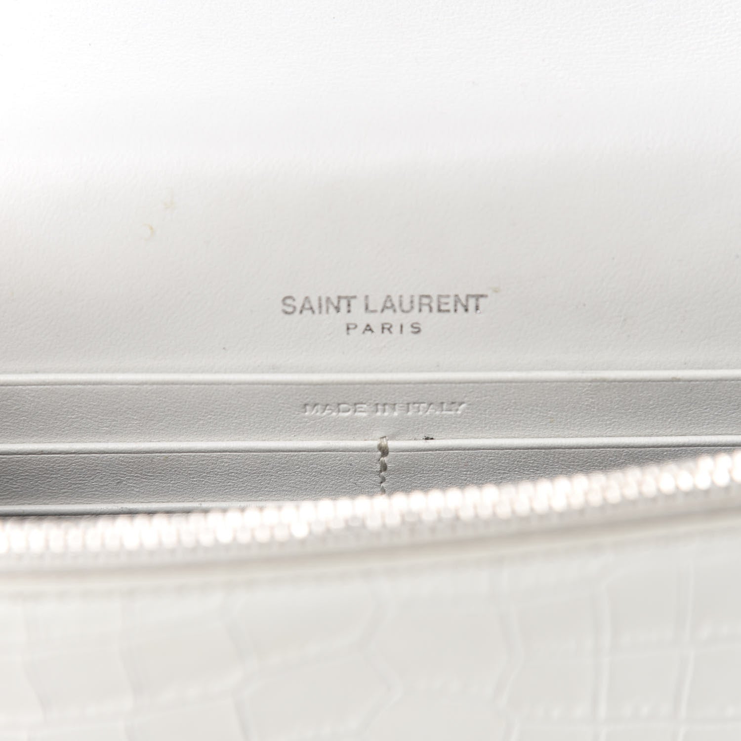 Saint Laurent Calfskin Crocodile Embossed Kate Monogram Tassel Chain Wallet Crema Soft 8 of 10