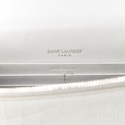 Saint Laurent Calfskin Crocodile Embossed Kate Monogram Tassel Chain Wallet Crema Soft 8 of 10