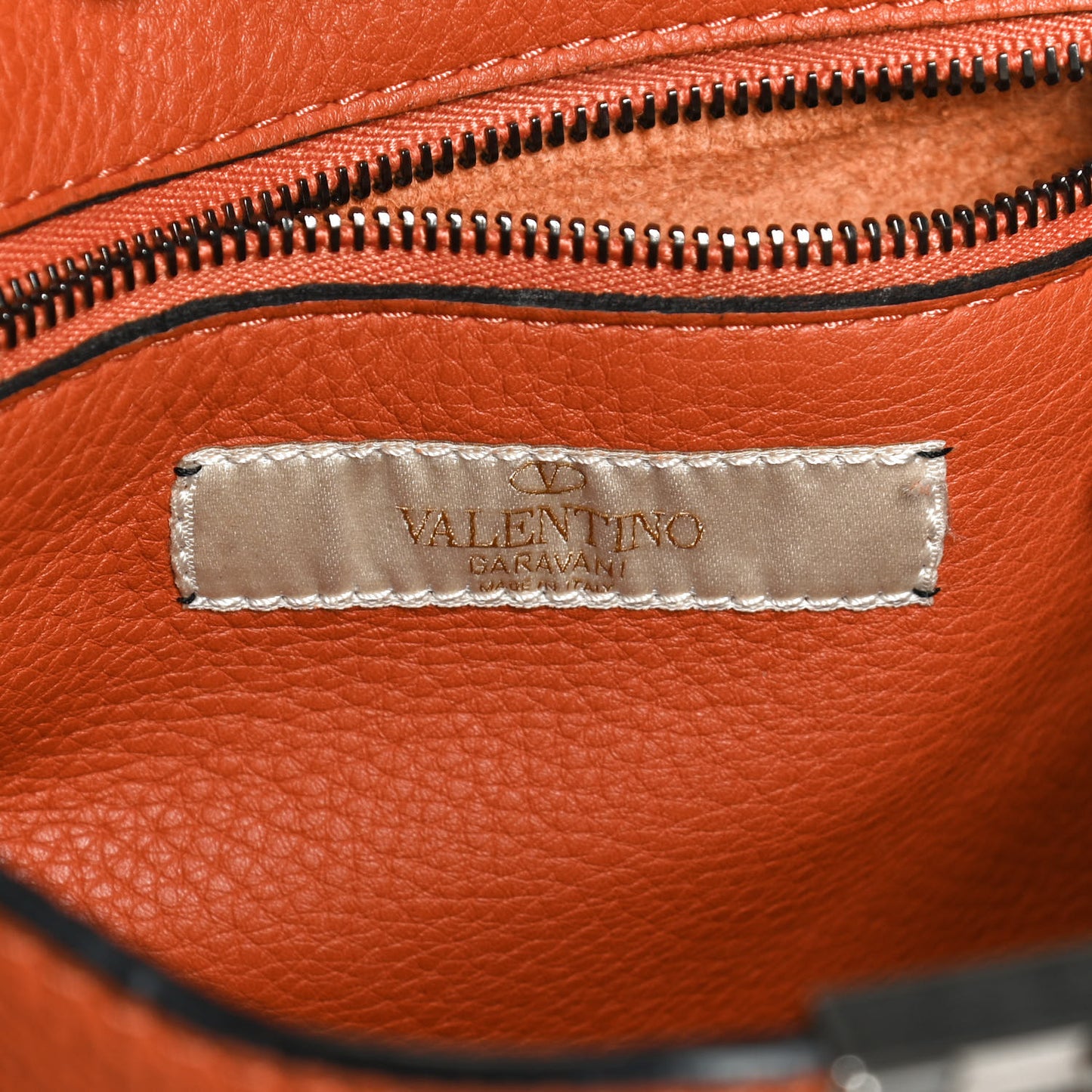 Pebbled Calfskin Small Guitar Strap Rockstud Rolling Flip-Lock Messenger Bag Orange
