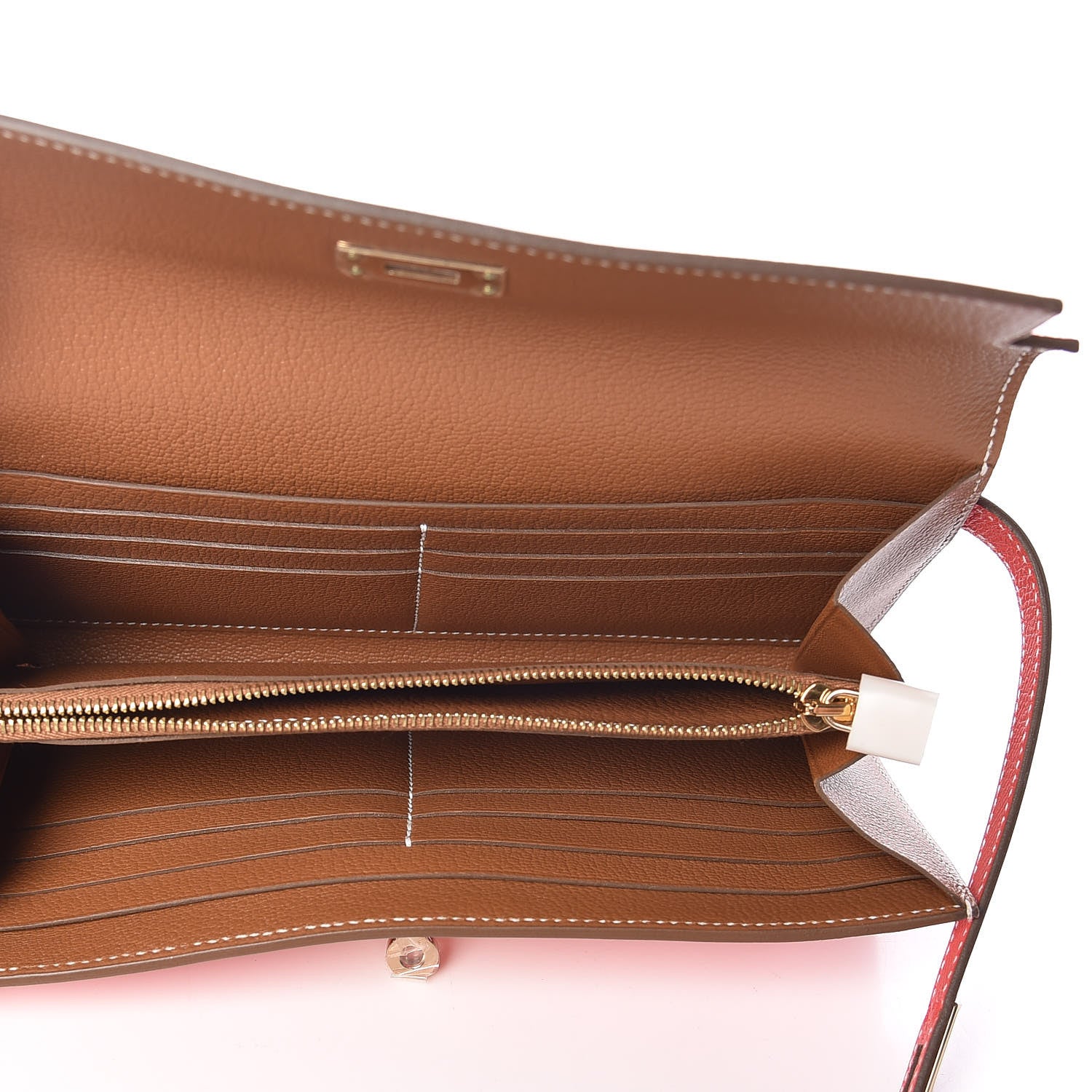 Hermes Epsom Kelly Longue Wallet Rose Jaipur Gold 5 of 8