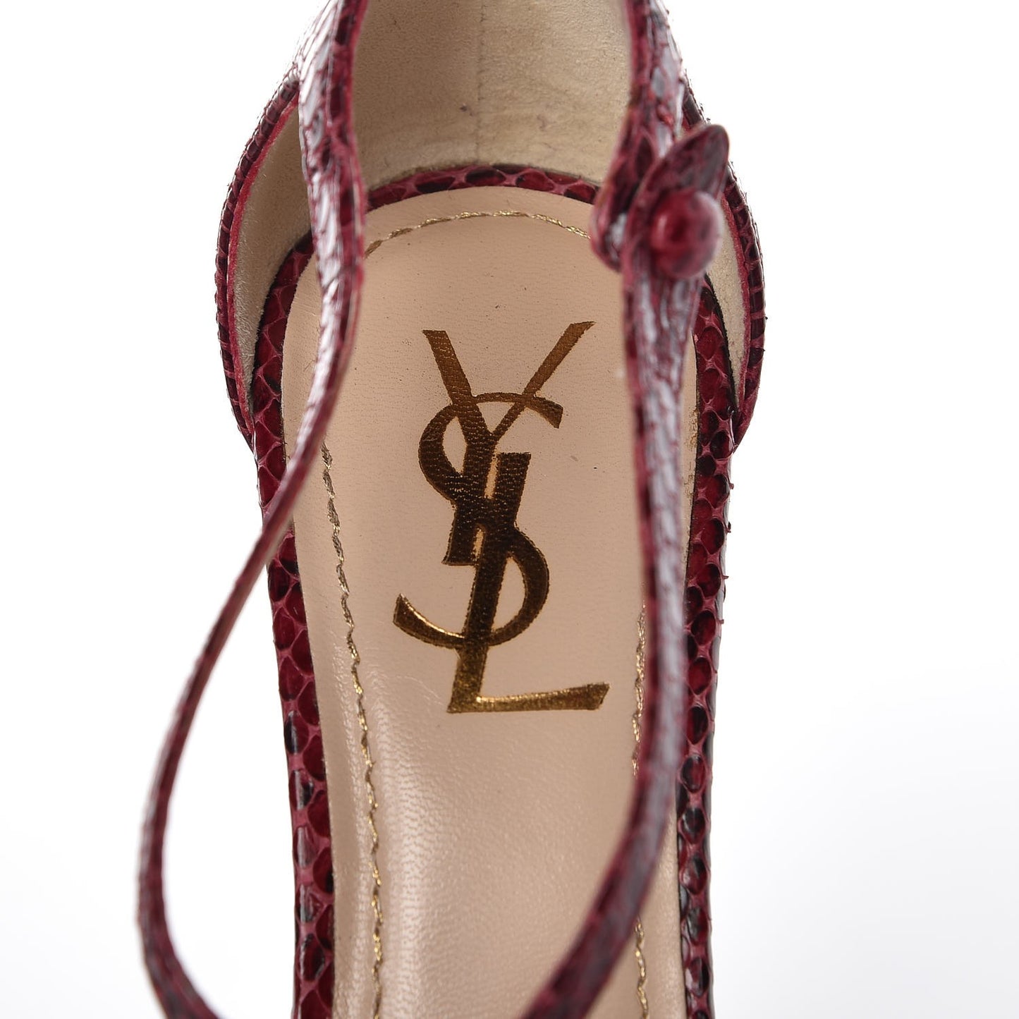 Python Calfskin Embossed Sandals 37.5 Burgundy