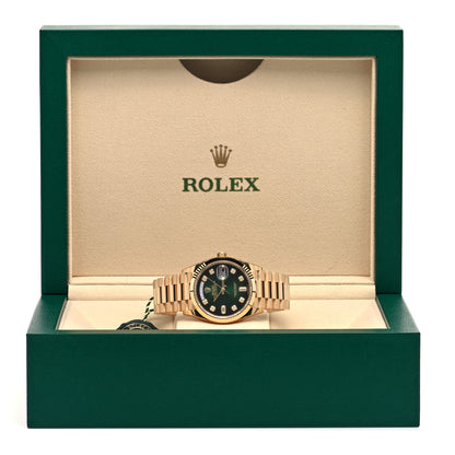Rolex 18K Yellow Gold Diamond 36mm Oyster Perpetual Day-Date President Watch Green Ombre 128238 5 of 5