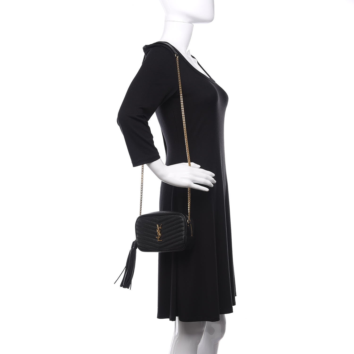 Saint Laurent Grain De Poudre Matelasse Monogram Mini Lou Camera Bag Black 2 of 11