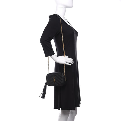 Saint Laurent Grain De Poudre Matelasse Monogram Mini Lou Camera Bag Black 2 of 11
