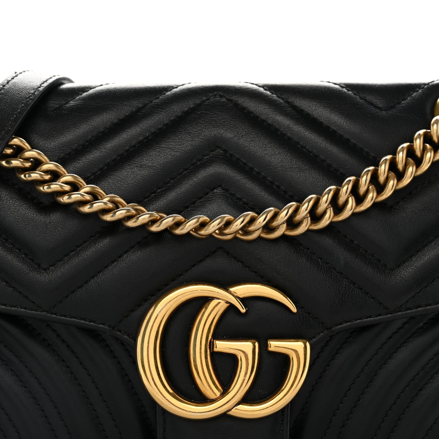 Gucci Calfskin Matelasse Small GG Marmont Shoulder Bag Black 8 of 13