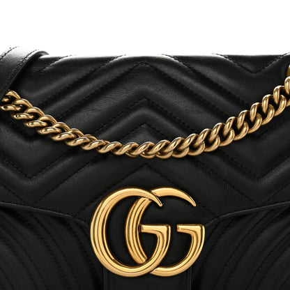 Gucci Calfskin Matelasse Small GG Marmont Shoulder Bag Black 8 of 13