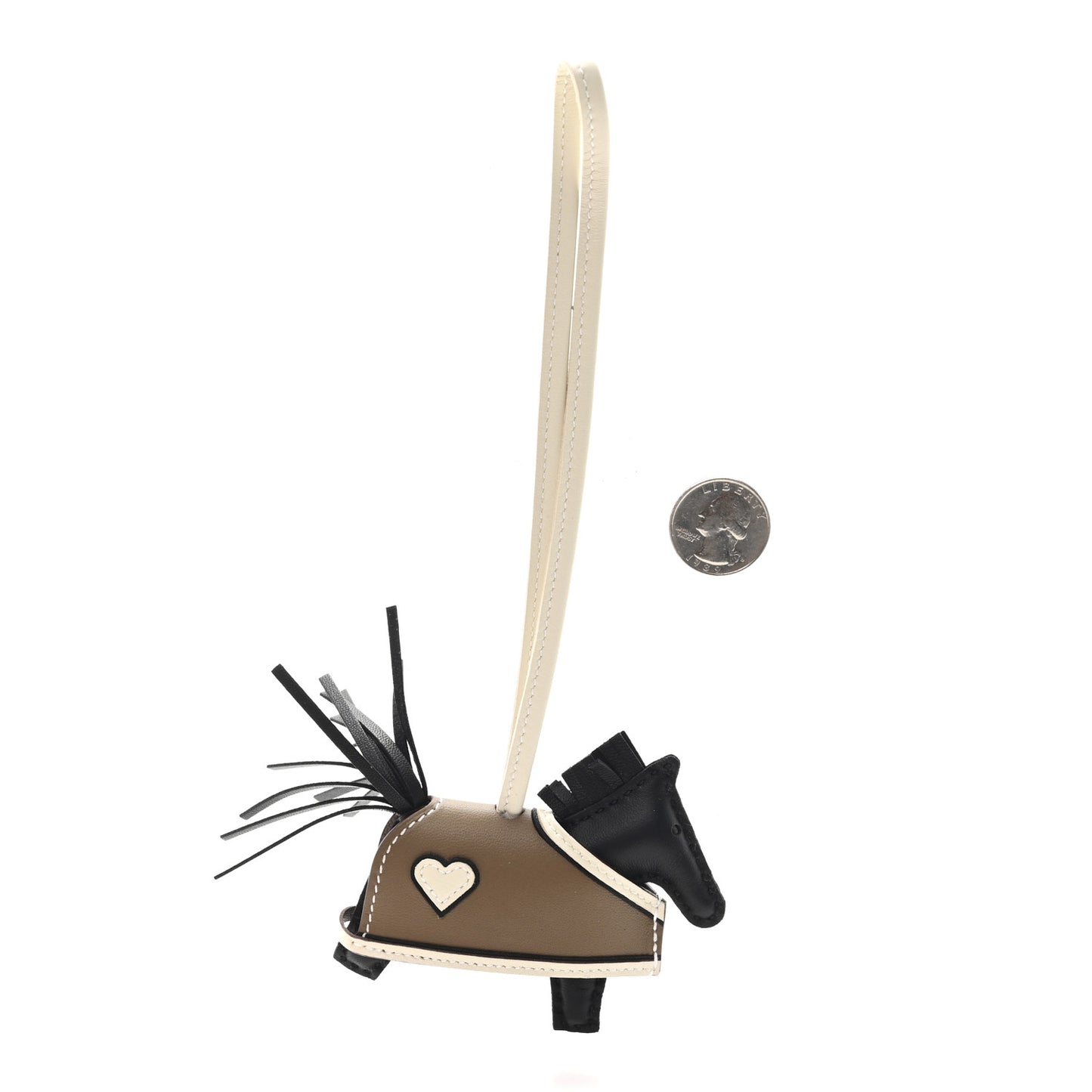 Milo Lambskin Grigri Rodeo Robeo Coeur Bag Charm PM Black Craie Etoupe