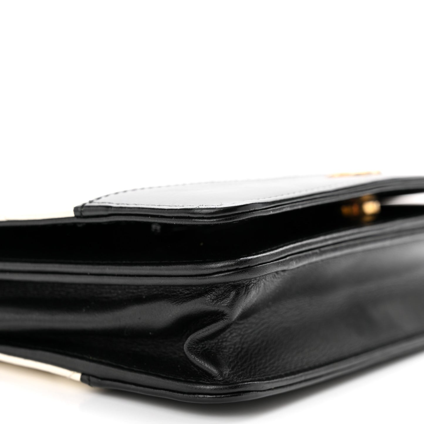 Aged Calfskin Quilted Gabrielle Wallet On Chain WOC White Black