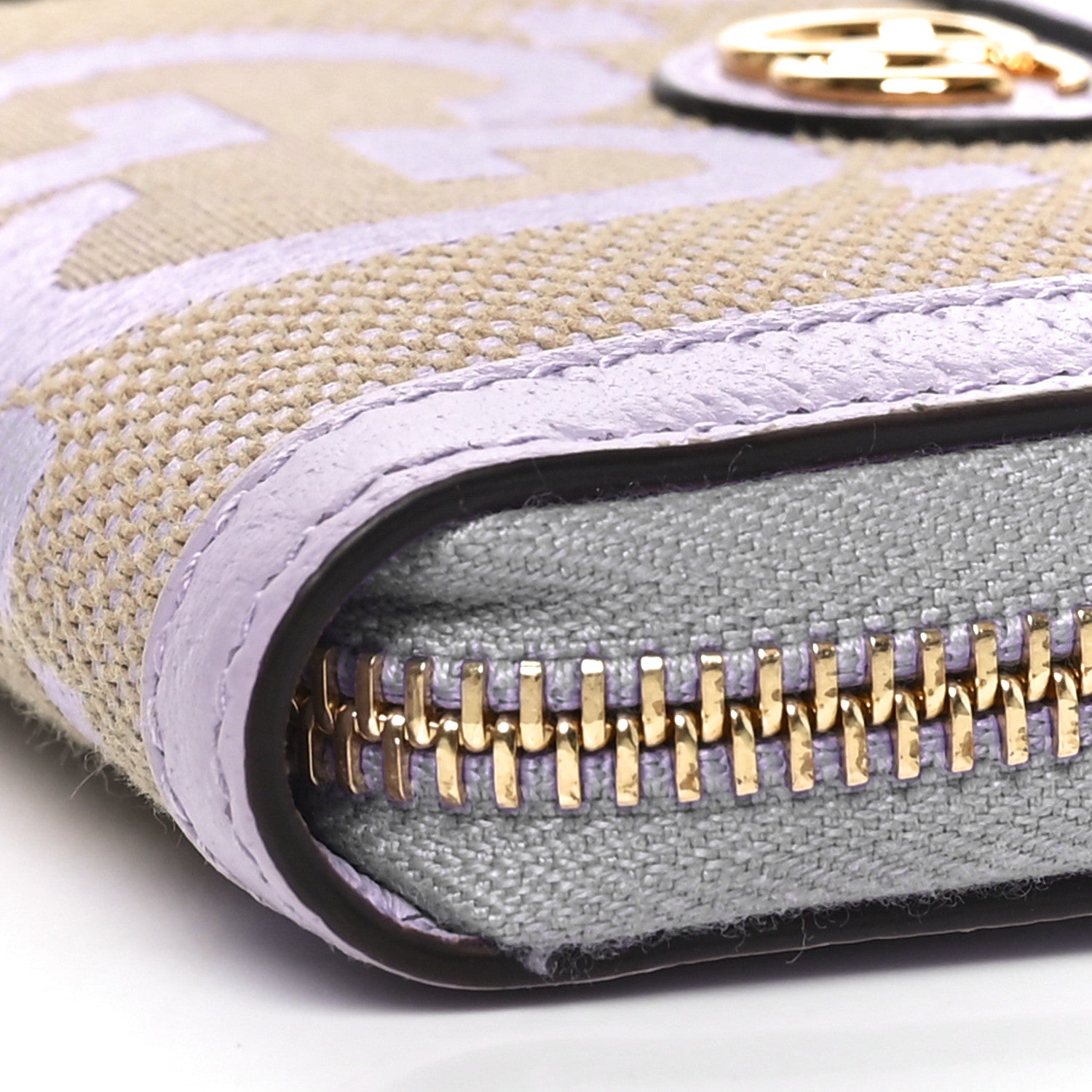 Gucci Monogram Jumbo GG Textured Dollar Calfskin Ophidia Key Card Case Beige Lapis 5 of 8