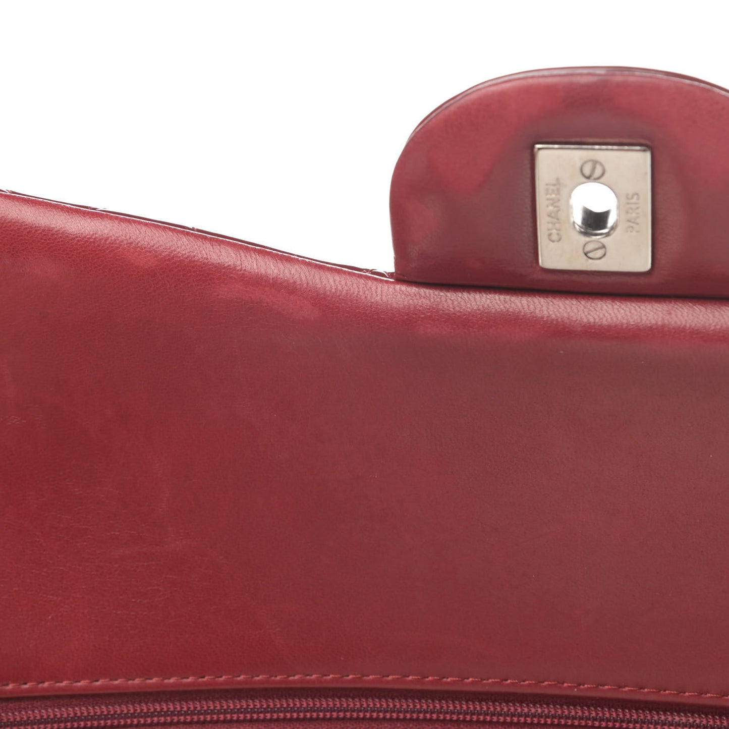 Patent Quilted Jumbo Double Flap Dark Red