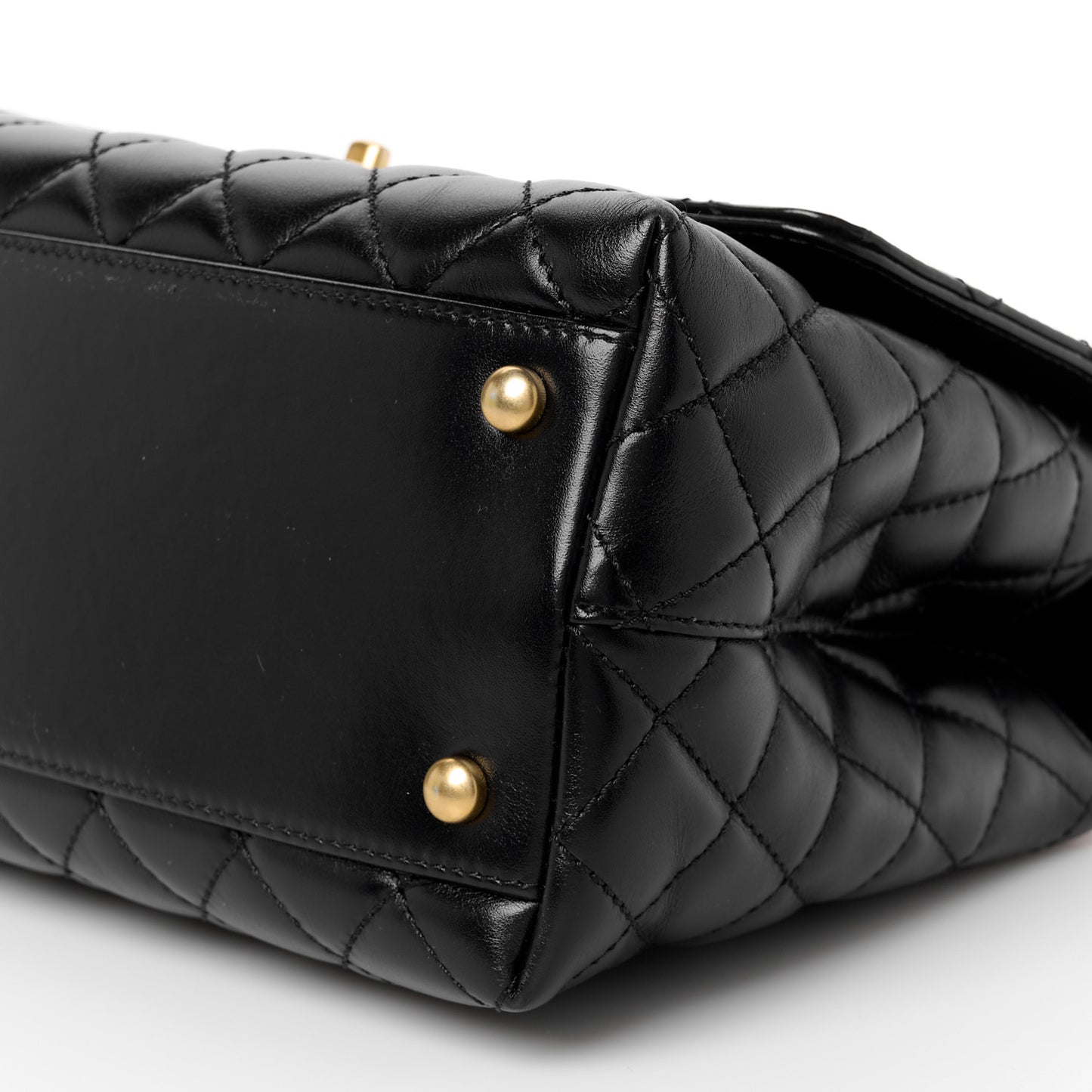 Calfskin Quilted Small Coco Chain Handle Flap Black