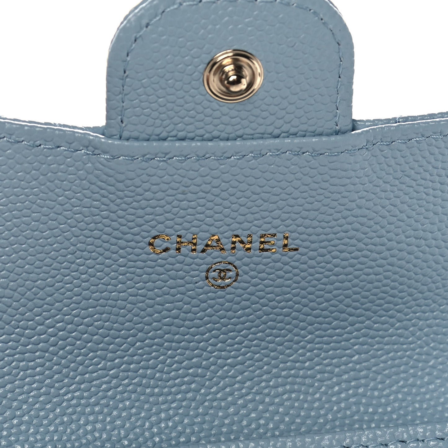 Caviar Quilted Flap Card Holder Wallet Light Blue