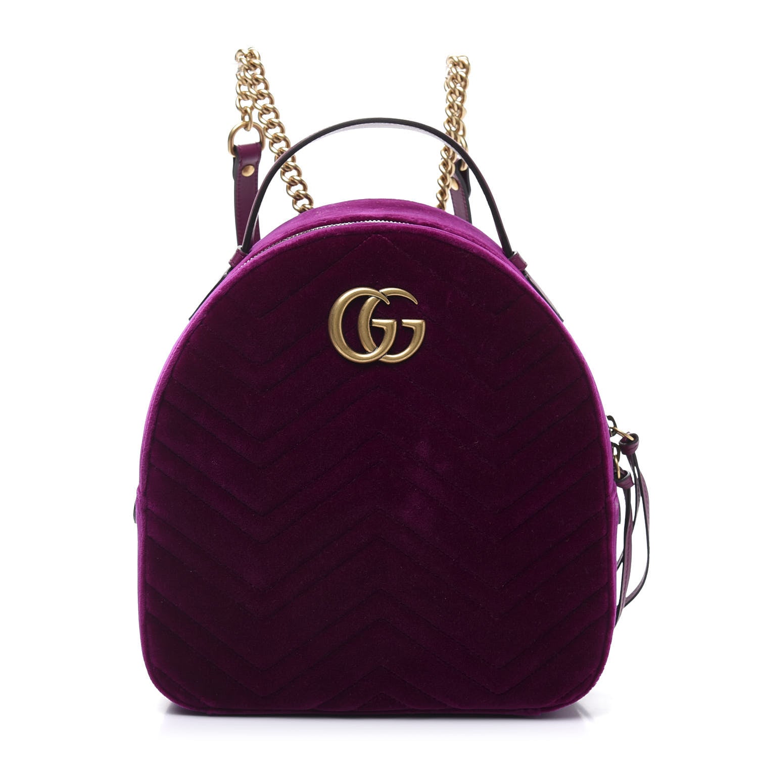 Gucci Velvet Matelasse GG Marmont Dome Backpack Fuchsia Violet Cyclamen 1 of 10