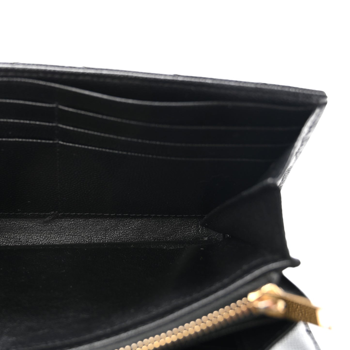 Grain De Poudre Matelasse Chevron Monogram Flap Wallet Black