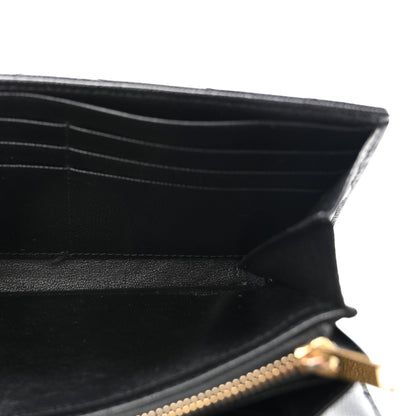Saint Laurent Grain De Poudre Matelasse Chevron Monogram Flap Wallet Black 5 of 7