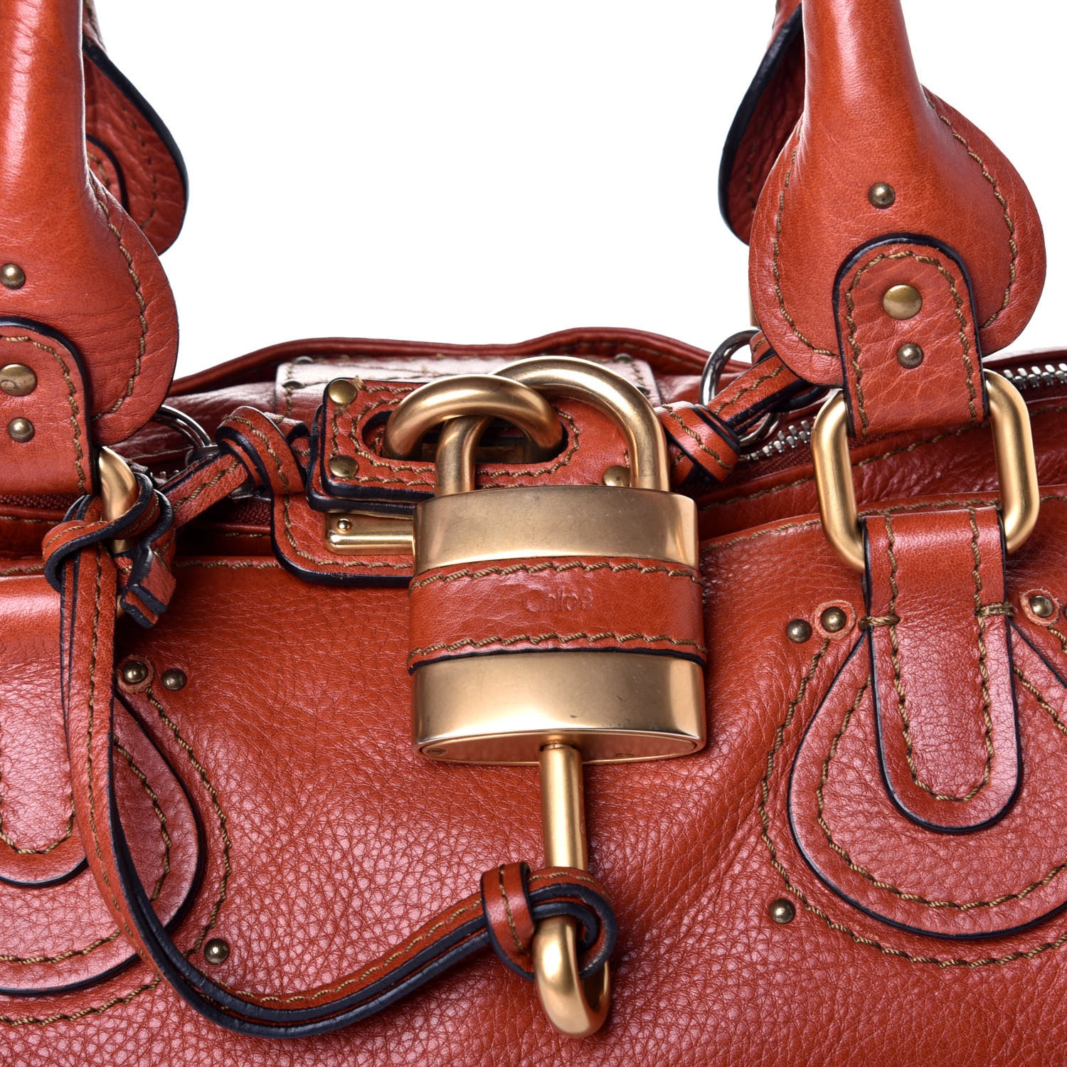 Chloe Calfskin Medium Paddington Satchel Whiskey 9 of 9