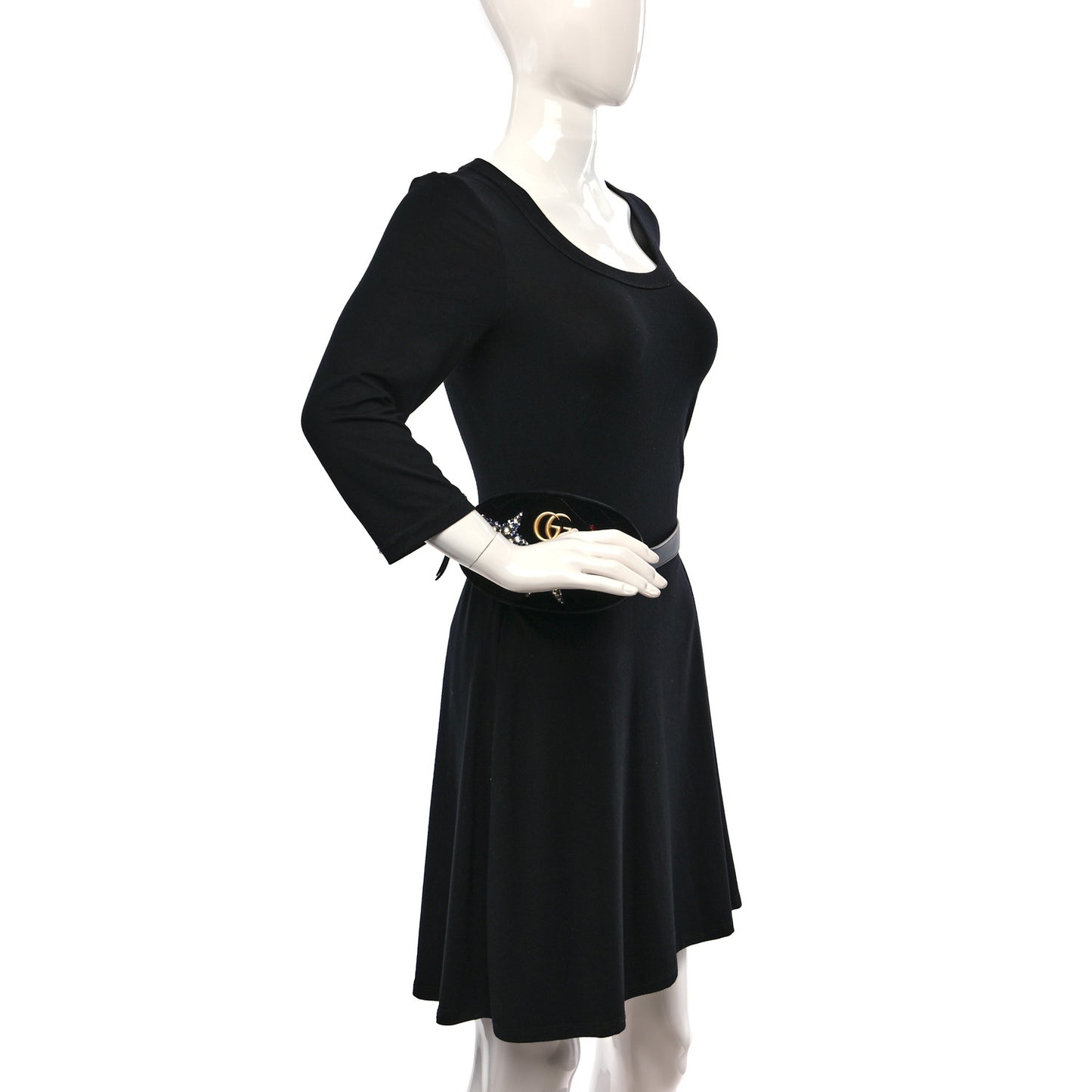 Velvet Matelasse Crystal Star GG Marmont Belt Bag 85 34 Black