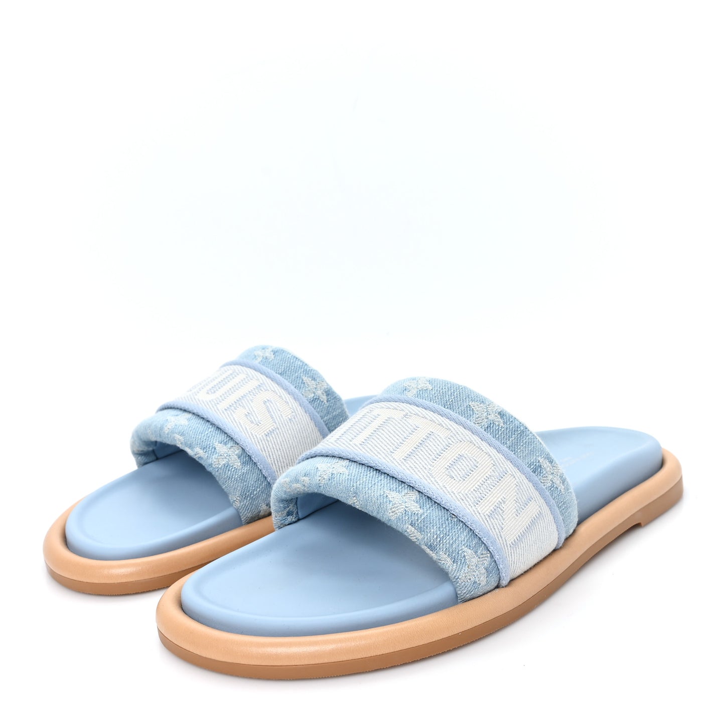 Monogram Denim LV Bliss Womens Comfort Mules 39 Turquoise