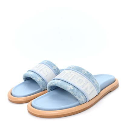 Louis Vuitton Monogram Denim LV Bliss Womens Comfort Mules 39 Turquoise 4 of 9