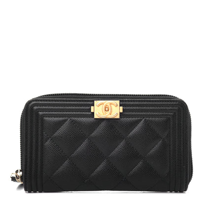 Chanel Caviar Quilted Small Boy Zip Around Wallet Black 1 of 8