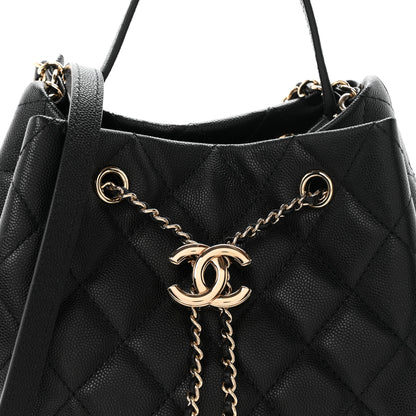 Chanel Caviar Quilted Large Rolled Up Bucket Drawstring Bag Black 8 of 10