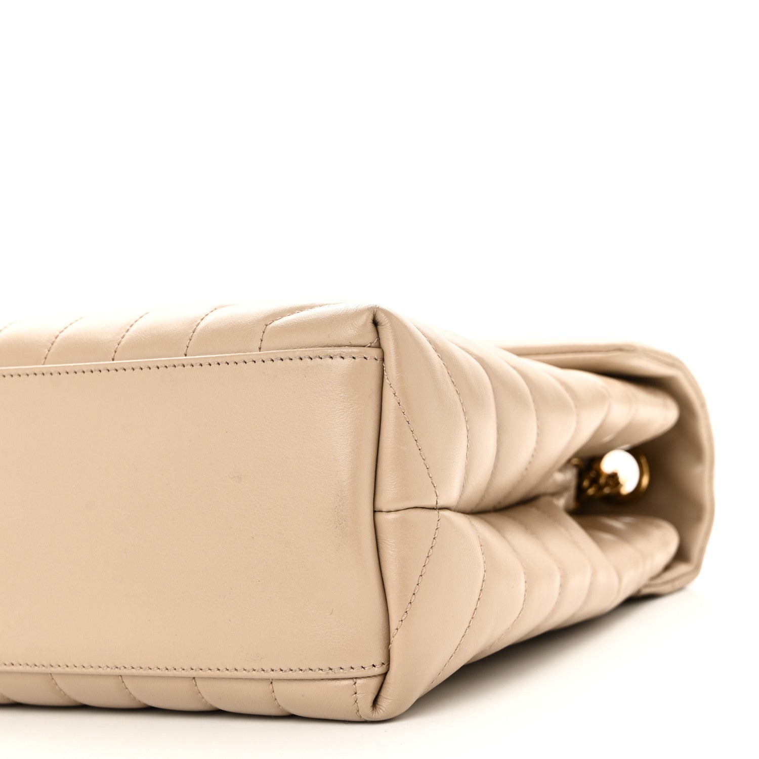 Saint Laurent Calfskin Y Quilted Monogram Medium Loulou Chain Satchel Nude Powder 10 of 10