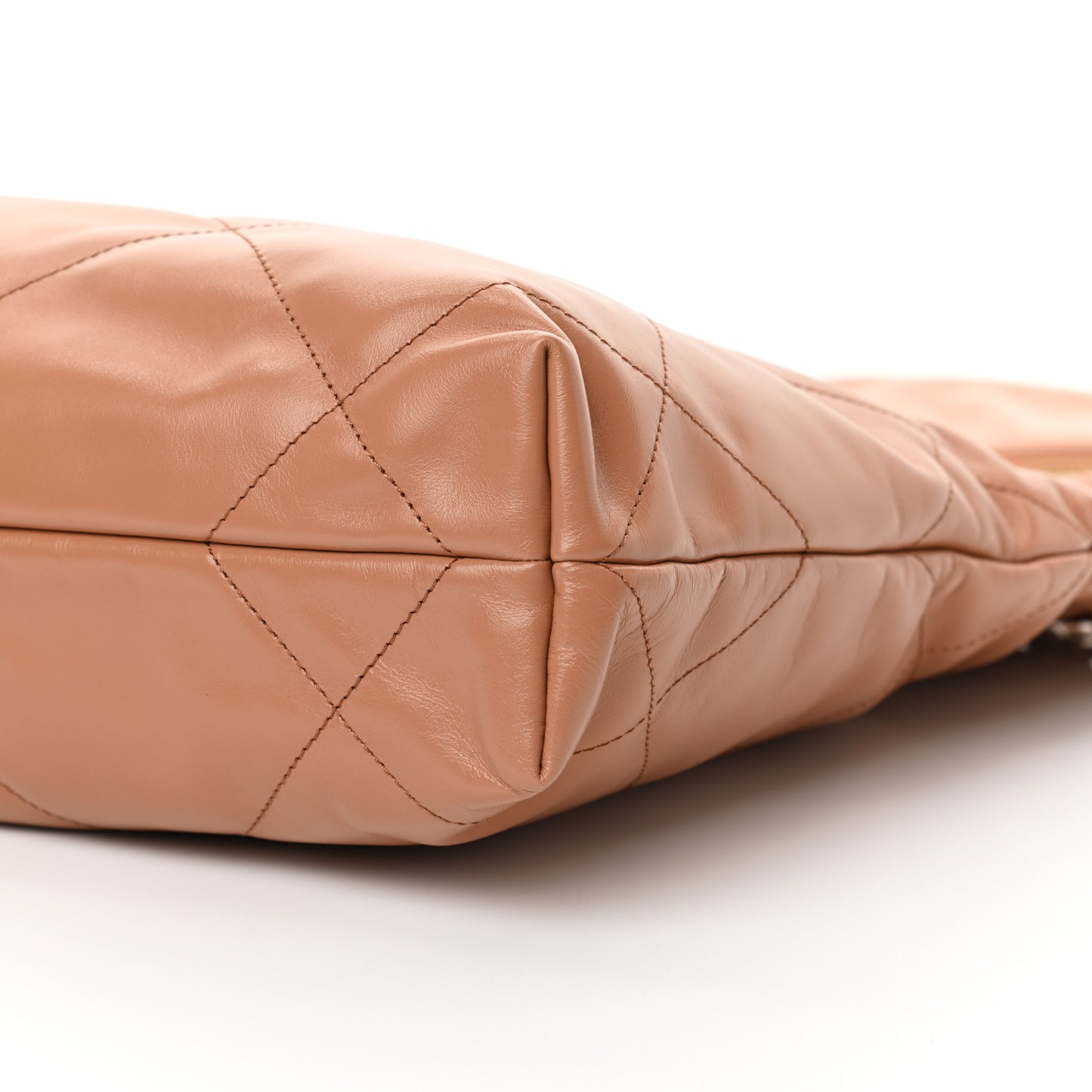 Shiny Calfskin Quilted Small Chanel 22 Camel