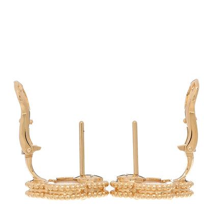 Van Cleef & Arpels 18K Yellow Gold Mother of Pearl Vintage Alhambra Earrings 3 of 5