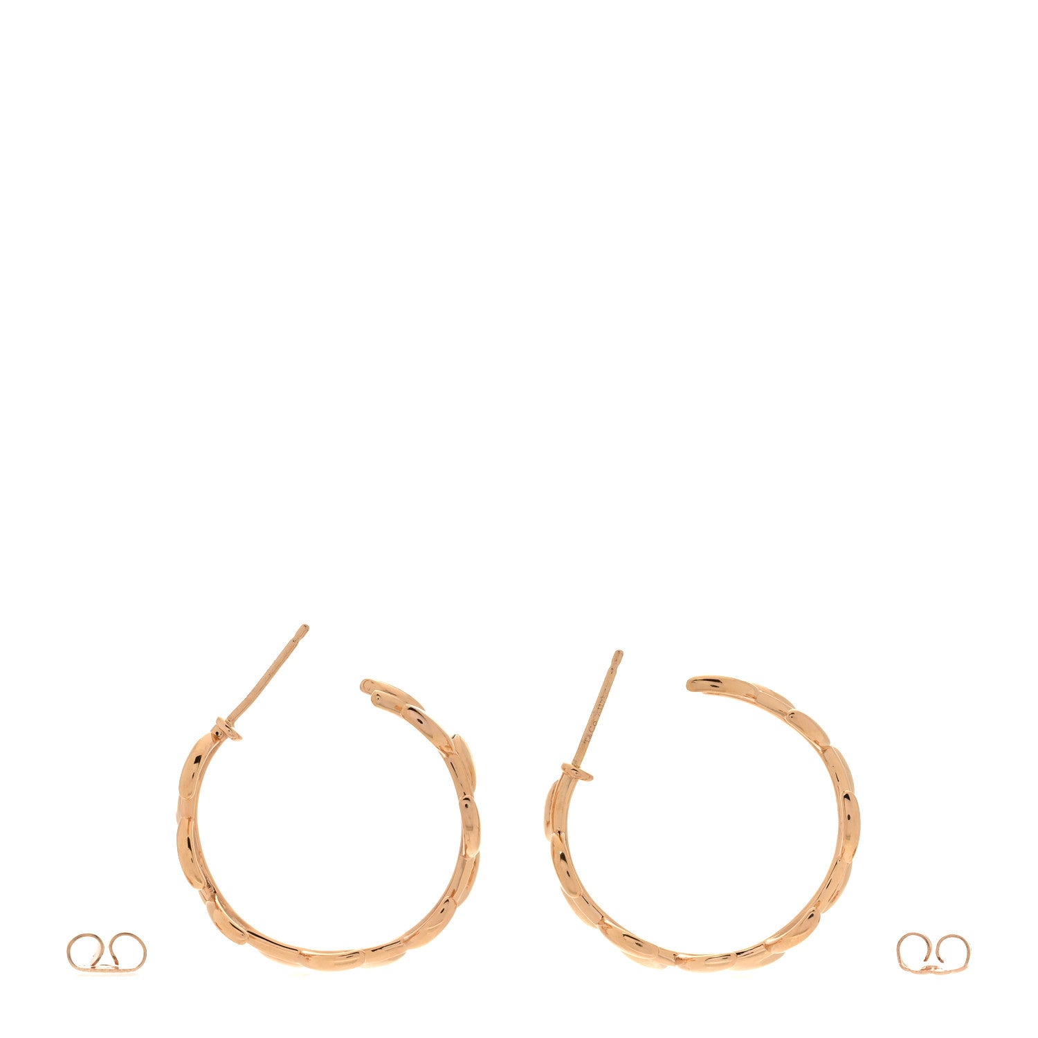 Tiffany 18K Rose Gold Paloma Picasso Olive Leaf Hoop Earrings 3 of 5