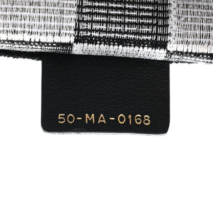 Christian Dior Canvas Embroidered Checkered Book Tote Black White 7 of 11