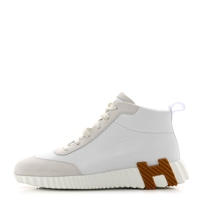 Hermes Goatskin Suede Hip-Hop High Top Sneakers 38 White 1 of 7