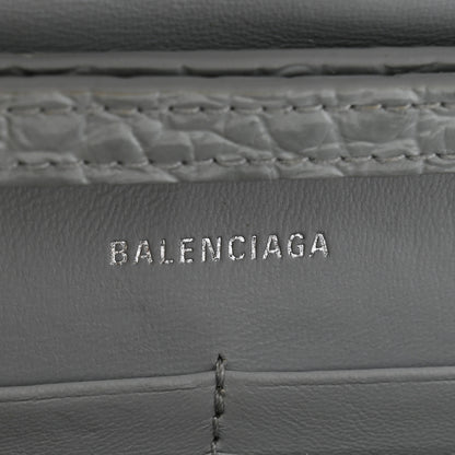 Balenciaga Shiny Metallic Calfskin Crocodile Embossed Hourglass Chain Bag Ash Blue 6 of 11