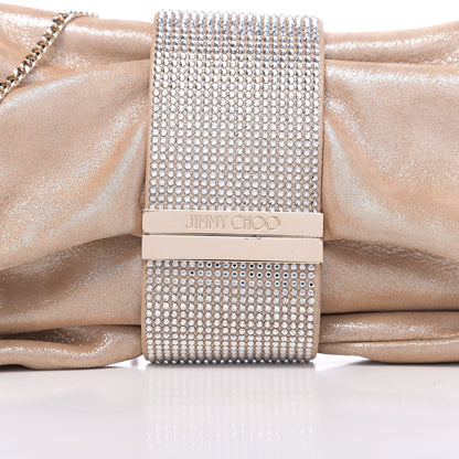 Jimmy Choo Shimmery Sheepskin Crystal Chandra Chain Clutch Powder Pink 6 of 8