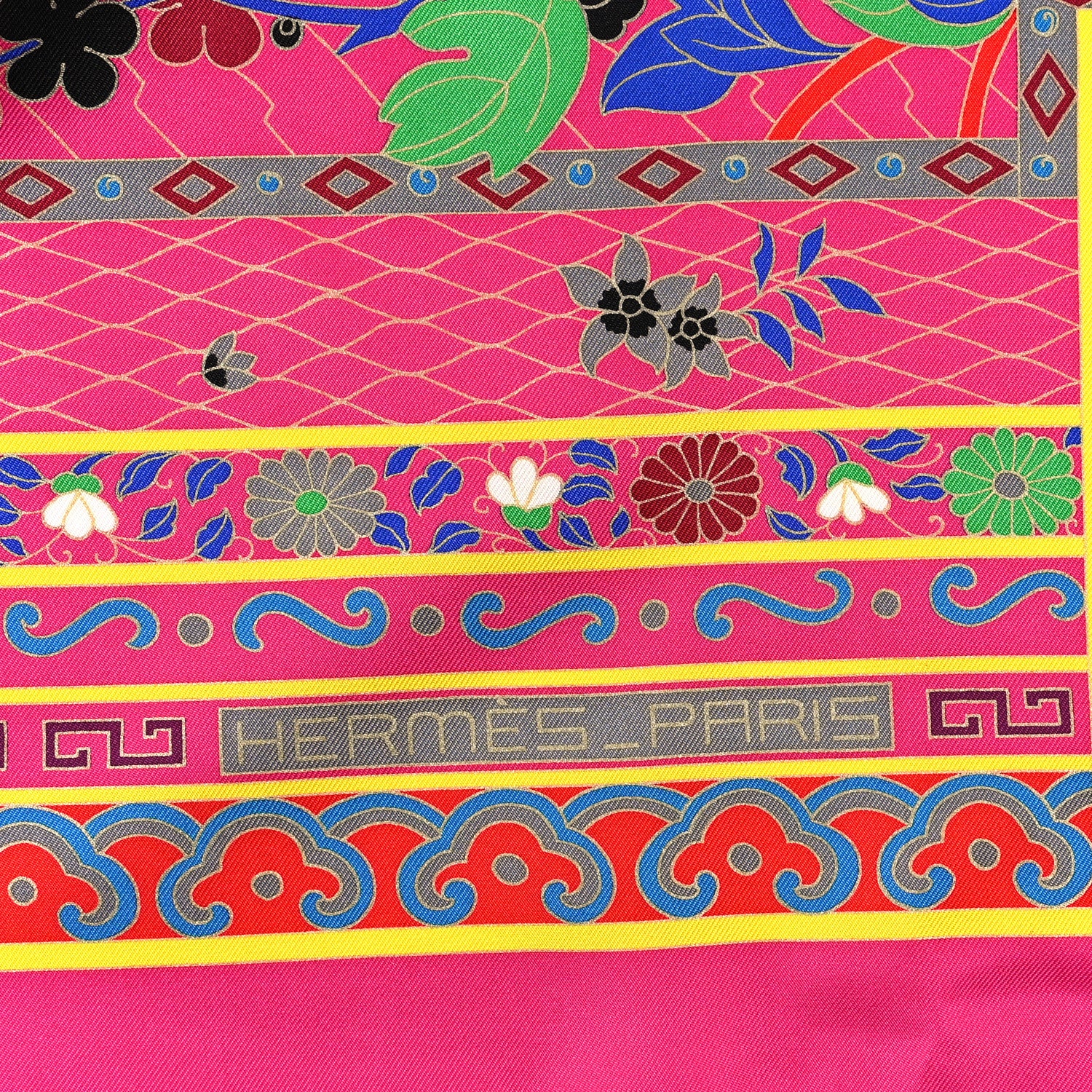 Hermes Silk Collections Imperiales Scarf 90 Fuchsia Vert Black 2 of 3