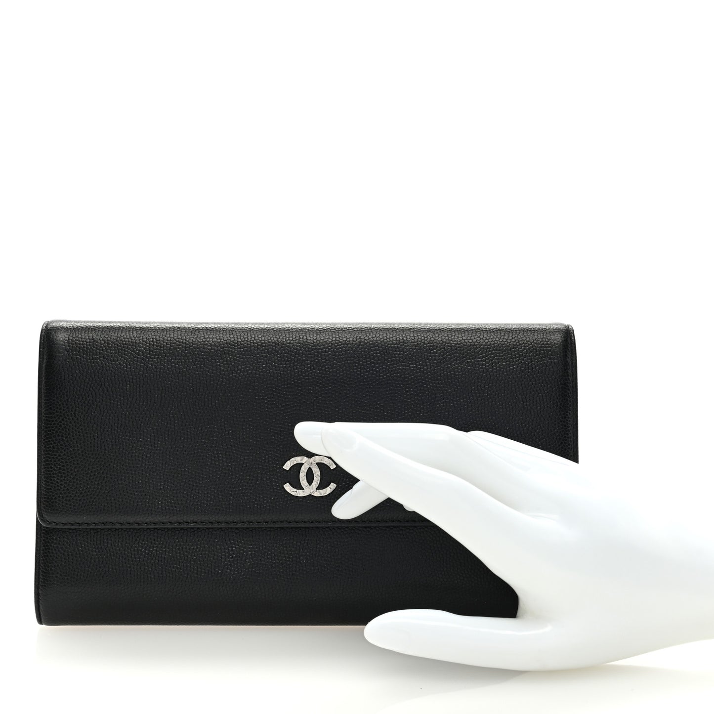 Caviar Sevruga Long Flap Wallet Black