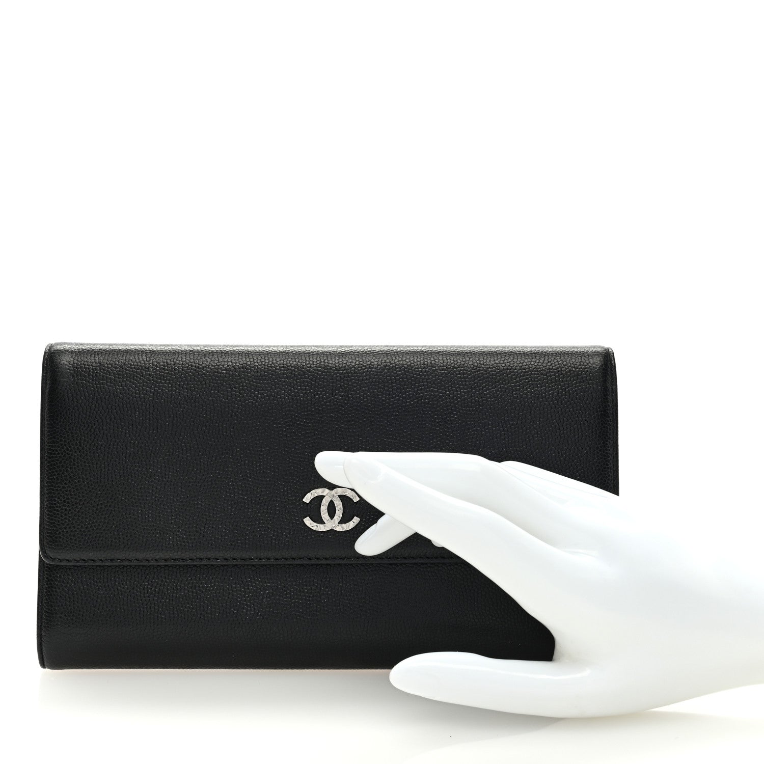 Chanel Caviar Sevruga Long Flap Wallet Black 2 of 7