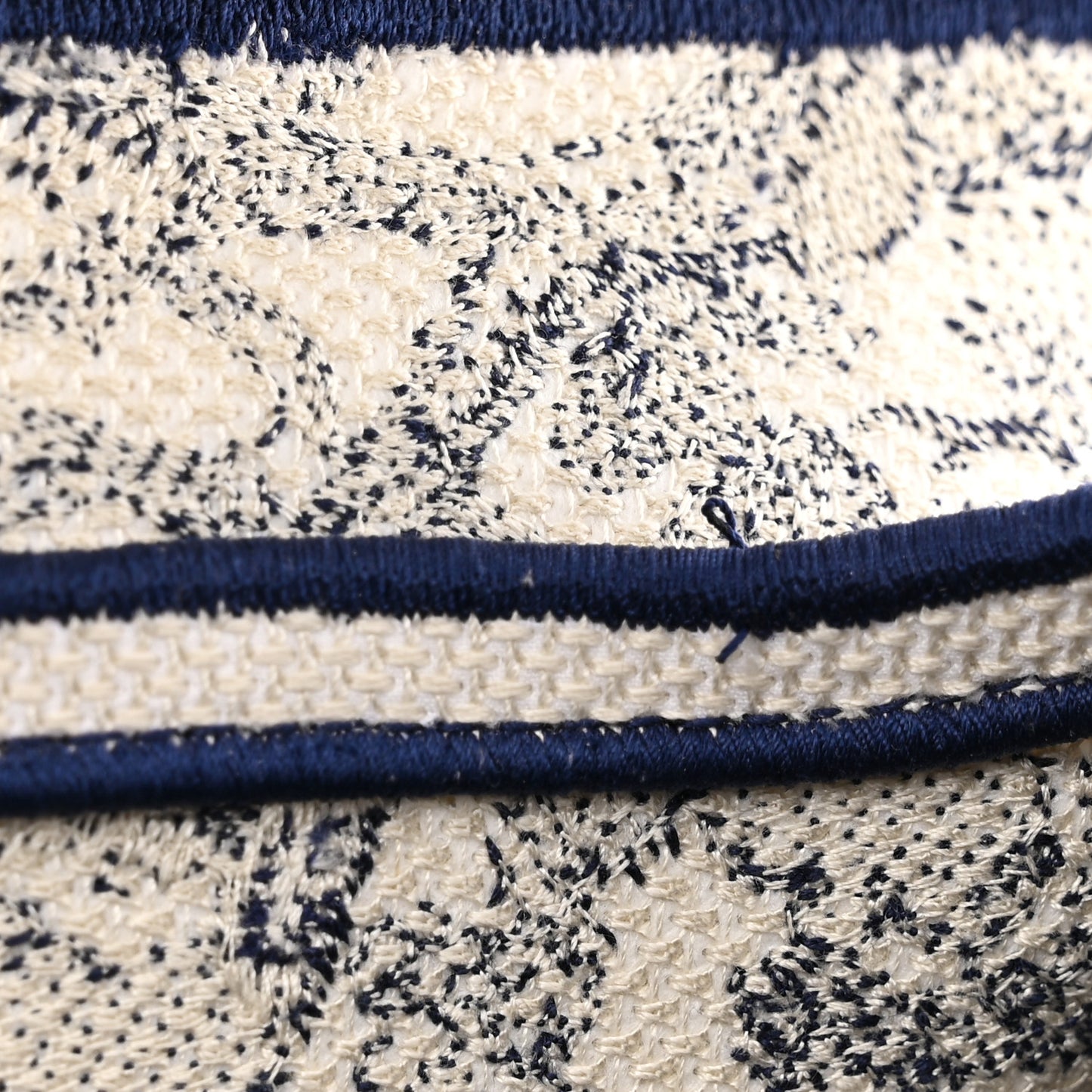 Canvas Embroidered Toile de Jouy Saddle Bag Blue