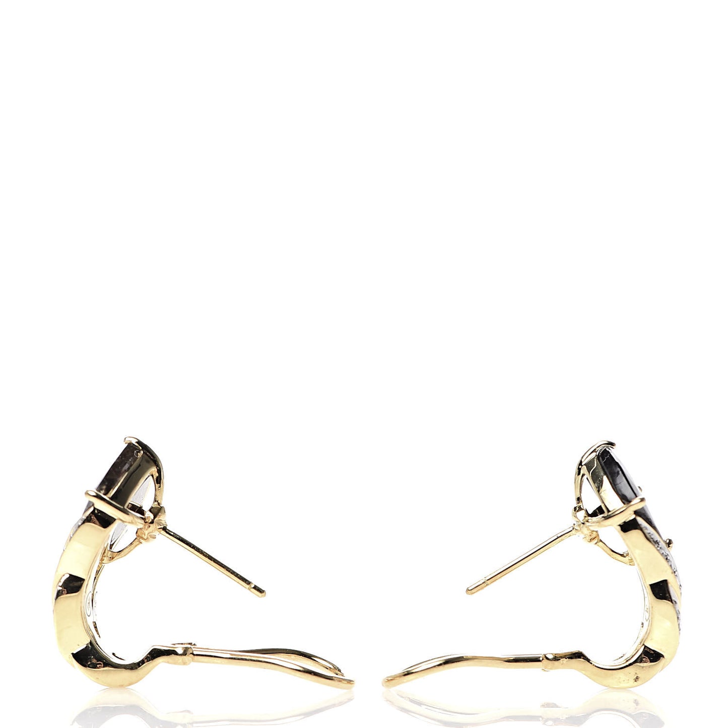 18K Yellow Gold Diamond Golden Sheen Sapphire Modern Chain Magic Cut Drop Earrings