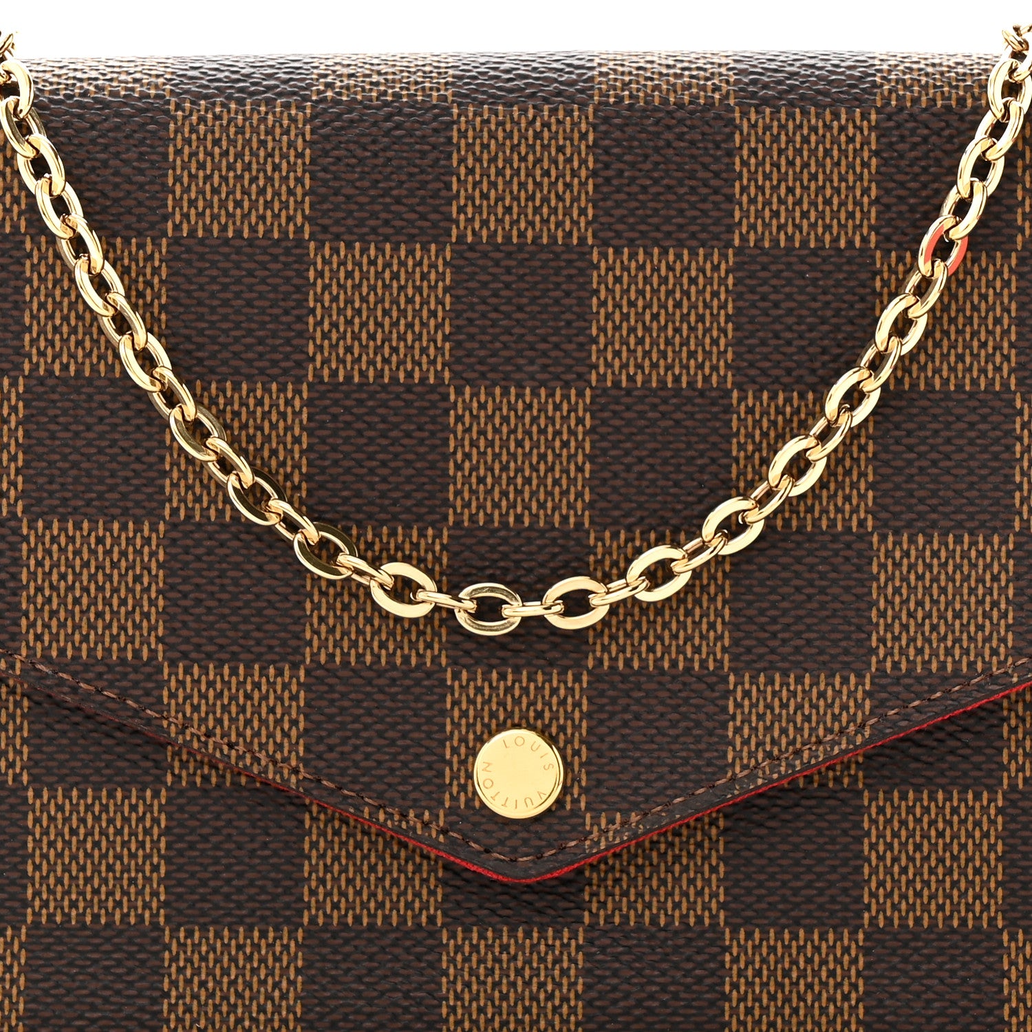 Louis Vuitton Damier Ebene Pochette Felicie Chain Wallet 10 of 13