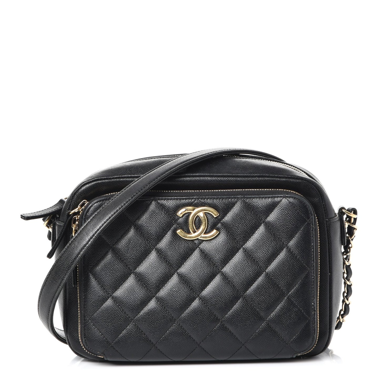 Caviar Quilted Business Affinity Camera Case Black