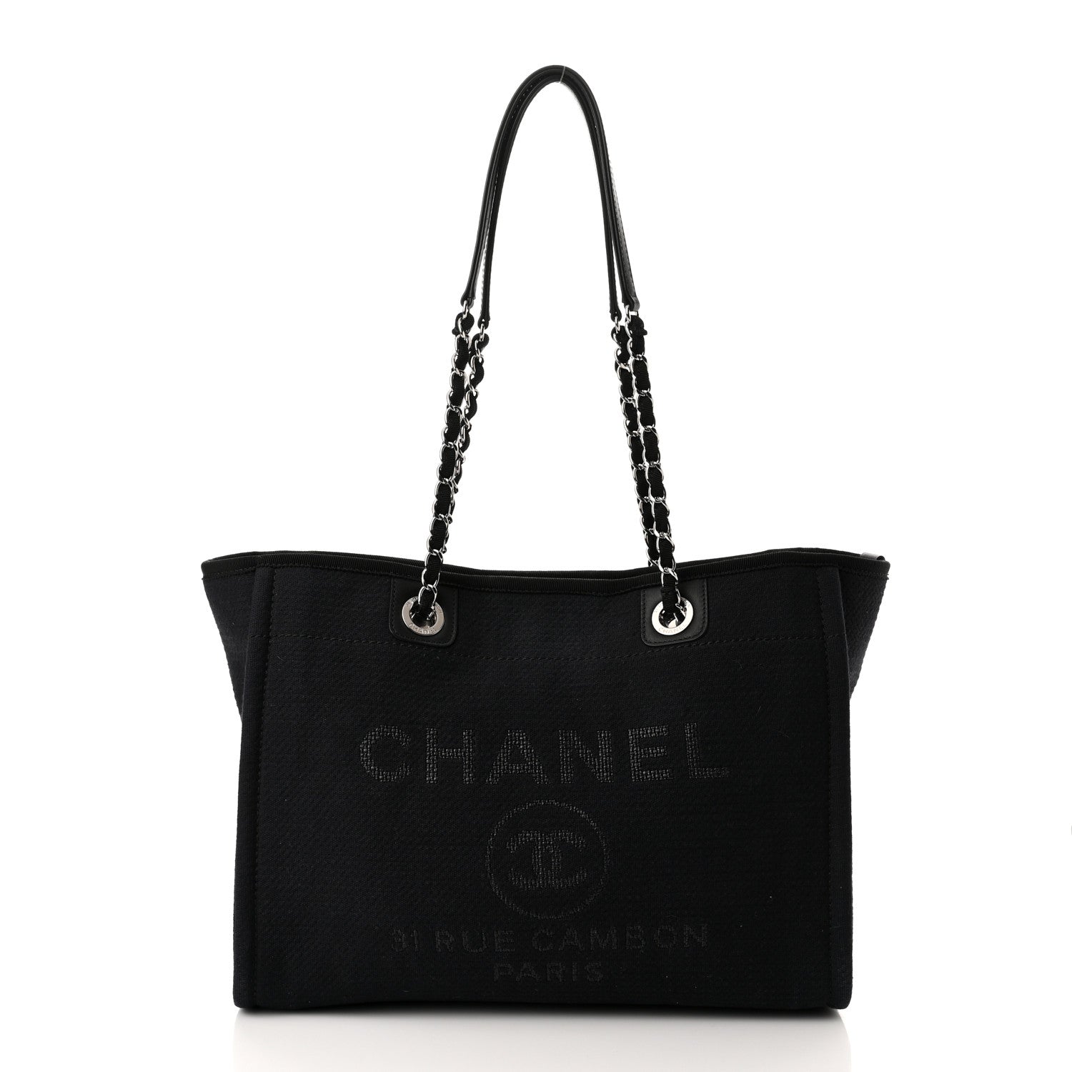 Chanel Canvas Small Deauville Tote Black 3 of 11