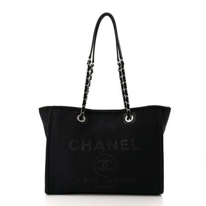 Chanel Canvas Small Deauville Tote Black 3 of 11