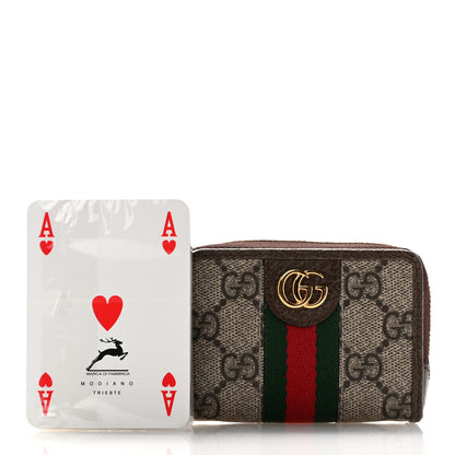 Gucci GG Supreme Monogram Web Ophidia Playing Card Case Beige New Acero 3 of 9