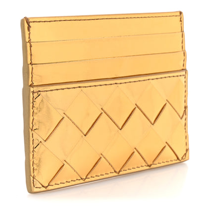 Bottega Veneta Metallic Nappa Intrecciato Card Case Gold 3 of 8