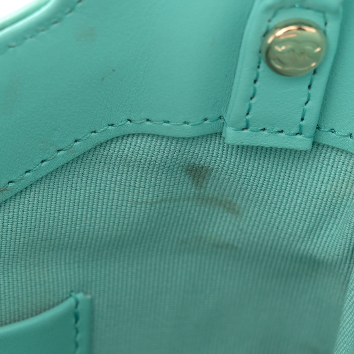 Shiny Crumpled Calfskin Quilted Nano 31 Shopping Bag Turquoise