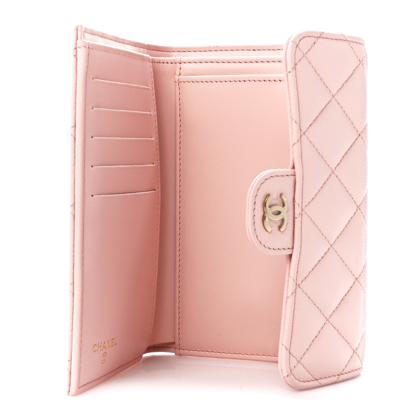 Caviar Quilted Medium Flap Wallet Light Pink
