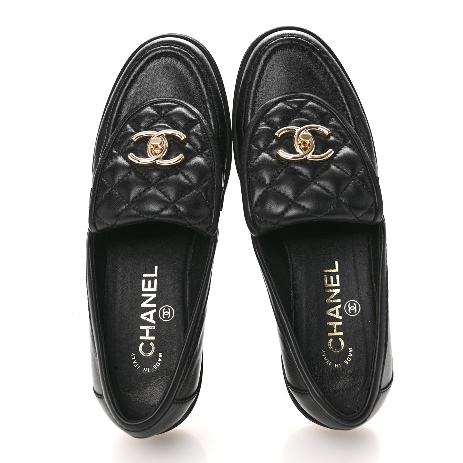 Chanel Lambskin Quilted CC Turnlock Loafers 37 Black 2 of 10