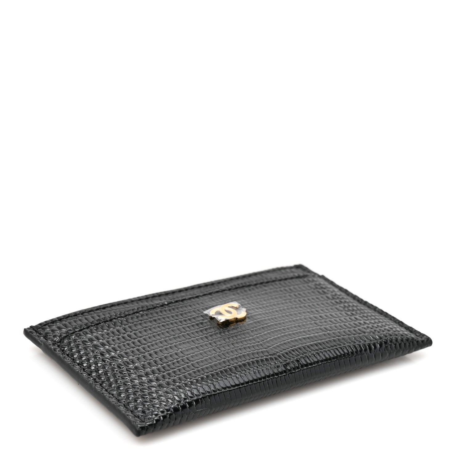 Chanel Calfskin Lizard Embossed Card Holder Black 4 of 8